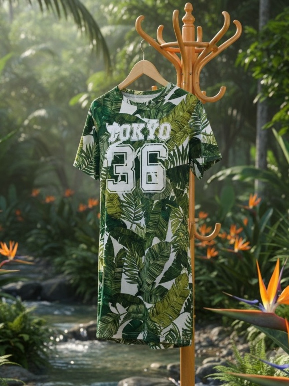 Cute tropical football style jersey dress